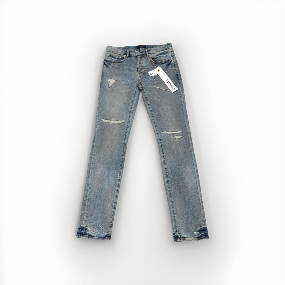 Purple Brand Jeans P001 Light Blue Vintage Skinny Distressed P001-LBVR524 Sz 32 - Picture 3 of 10